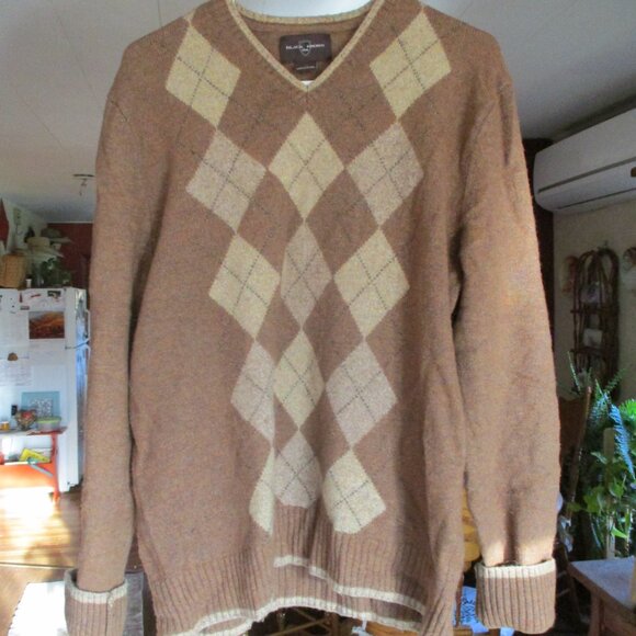 Brown Argyle Men's lambswool sweater vintage - Picture 2 of 6